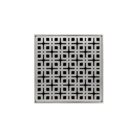 Infinity Drain 5"x5"Strainer W/Link DecPlate and 2"Throat-SatinStainless -KD 5 K_5_SS